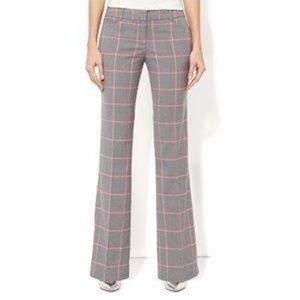 NY & Co 7th Ave Pink/Gray Windowpane Career Pants